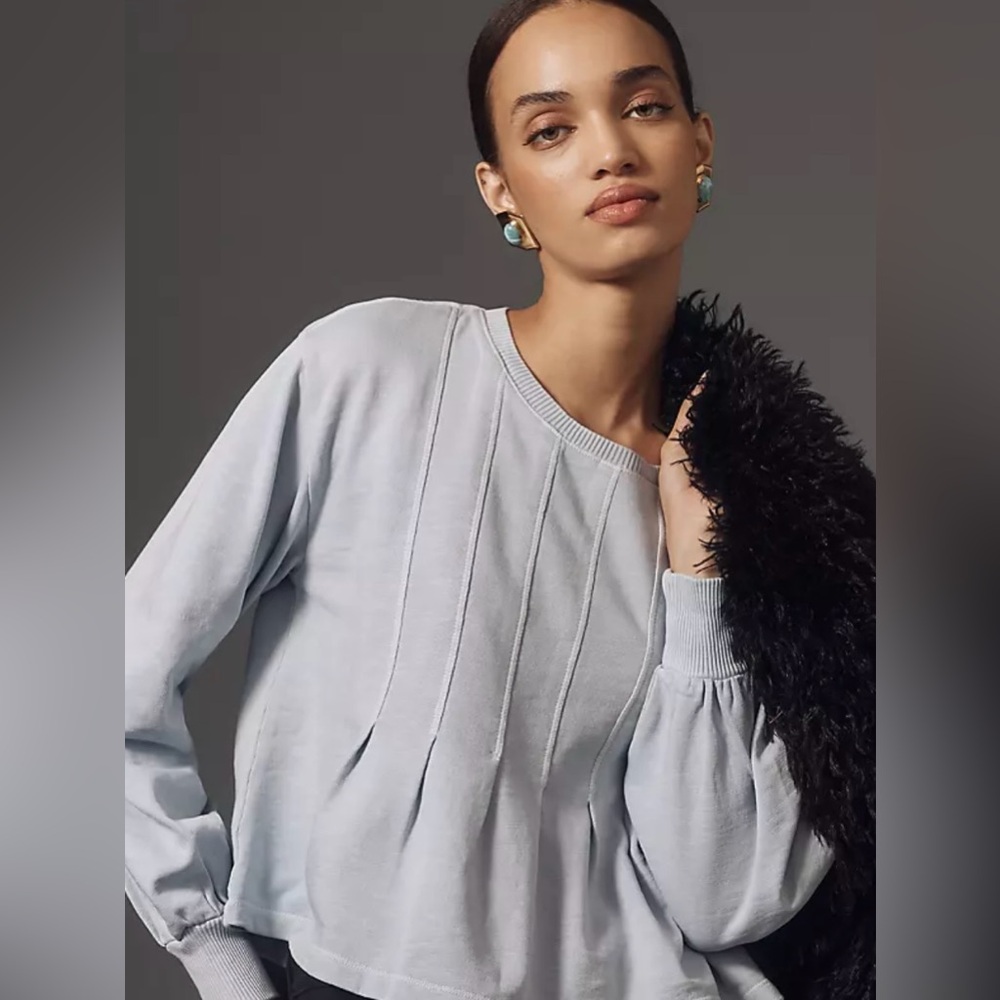 Anthropologie pleated light weight waist length sweatshirt